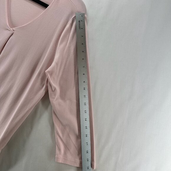 Lands End Top Womens Sz M Supima Micro Modal 3/4 Sleeve Notch Neck Tunic Pink - Picture 7 of 11